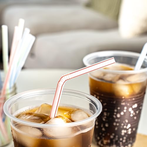 Modern Basics Disposable Striped Plastic Flex Straws, BPA for Daily Use