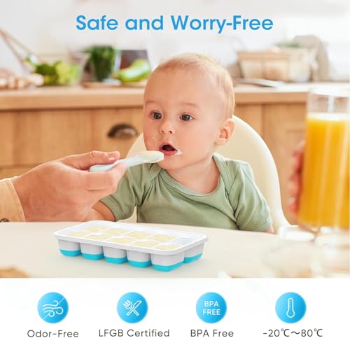 Ice Cube Tray with Lid and Bin - 4 Pack Essentials Silicone ice tray