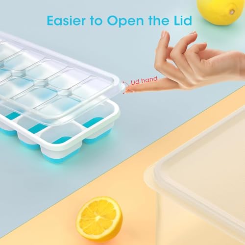 Ice Cube Tray with Lid and Bin - 4 Pack Essentials Silicone ice tray