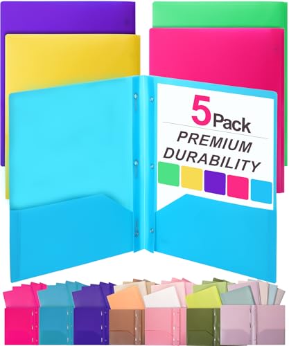 Mr. Pen- Plastic Folders with Pockets and Prongs,