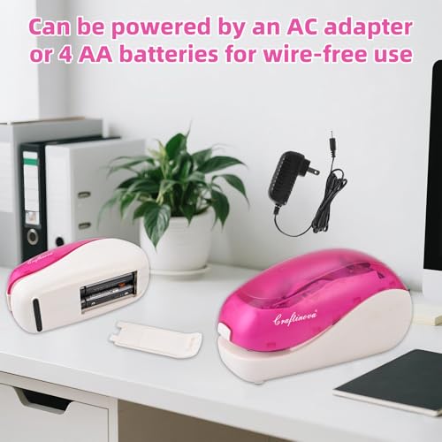 Eco-Friendly Electric Stapler-Pink,Including 2000 Staples and 1 Staple Remover, for Daily Use
