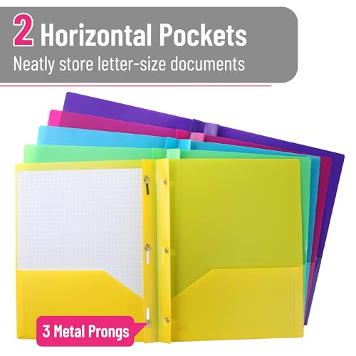 Mr. Pen- Plastic Folders with Pockets and Prongs,