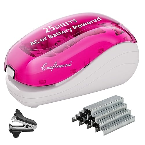 Eco-Friendly Electric Stapler-Pink,Including 2000 Staples and 1 Staple Remover, for Daily Use